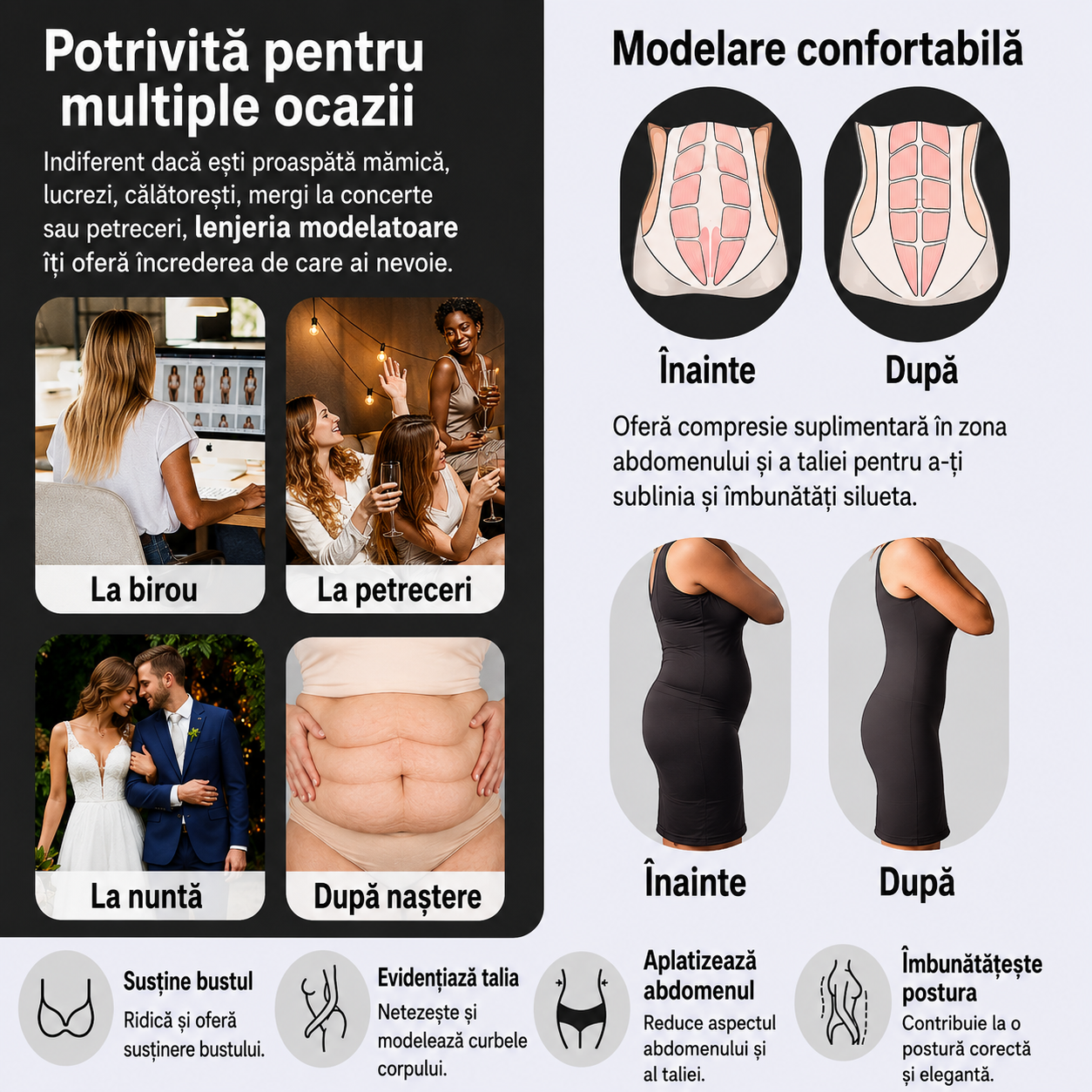 Body modelator cu capse și bretele